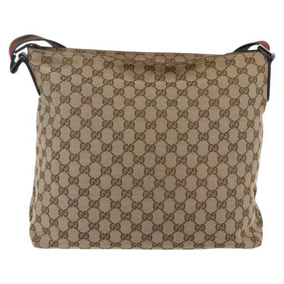 GUCCI GG Canvas Web Sherry Line Shoulder Bag Beige Silver - Picture 3 of 16